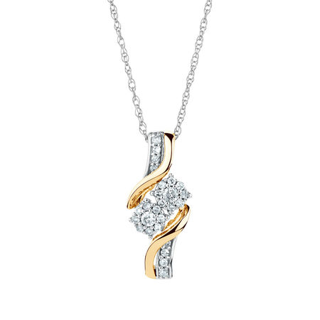 By My Side Pendant With 1/6 Carat Tw Of Diamonds In 10kt White & Yellow Gold