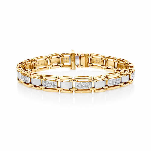 Men’s Bracelet With 1/2 Carat Tw Of Diamonds In 10kt Yellow Gold
