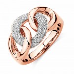 Link Ring With 1/4 Carat Tw Of Diamonds In 10kt Rose Gold