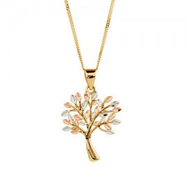 Tree Of Life Pendant In 10kt Yellow, White & Rose Gold