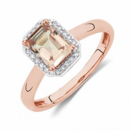 Ring With Morganite & Diamonds In 10kt Rose Gold