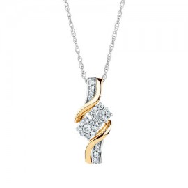 By My Side Pendant With 1/6 Carat Tw Of Diamonds In 10kt White & Yellow Gold